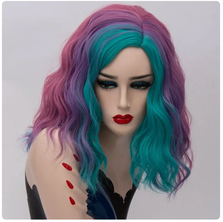 Perruque Queen Nevada (Vert et rose)