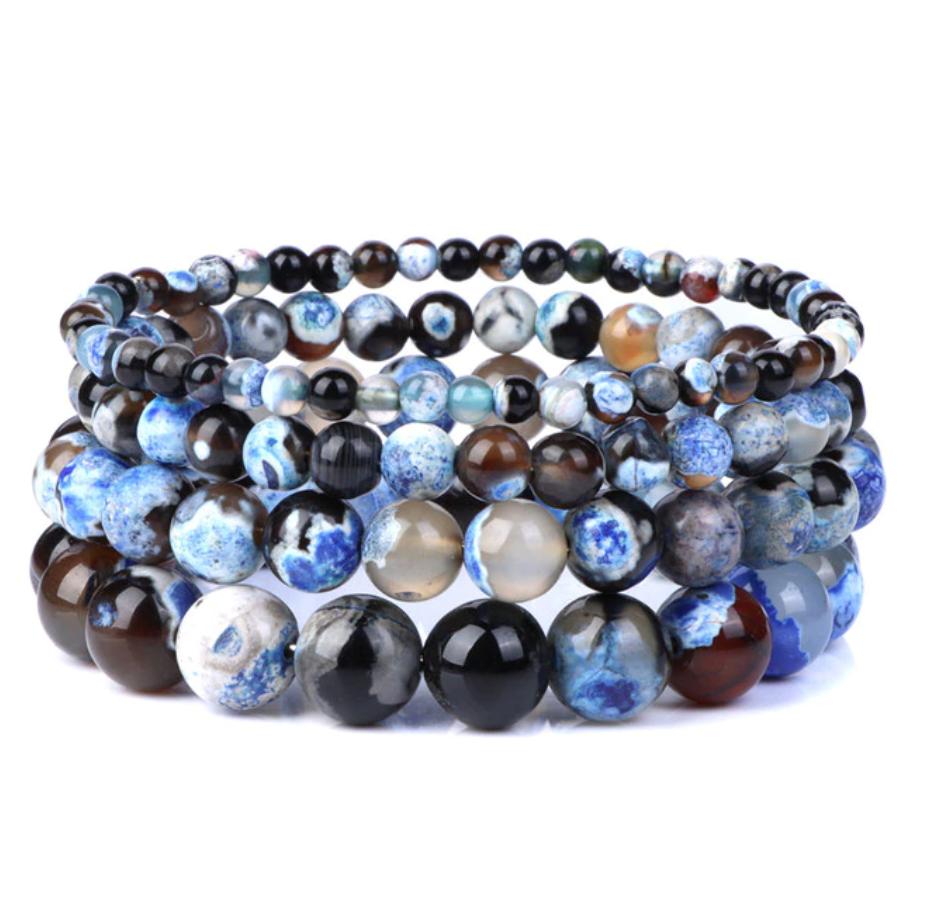 Bracelet Queen Agate de Feu (Bleu)
