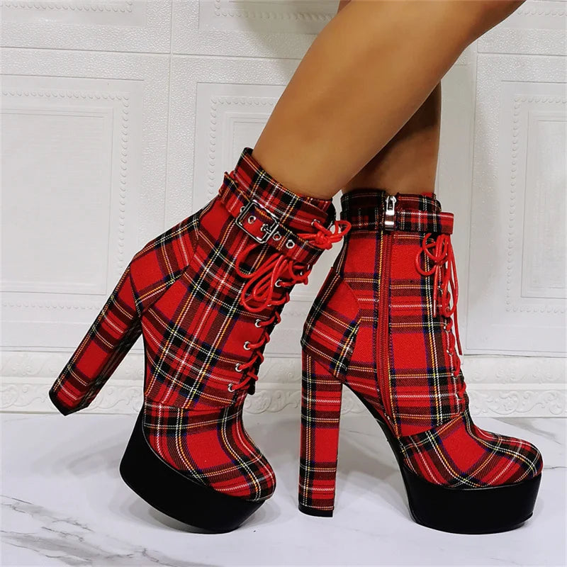 Bottes Queen Highschool (Rouge et noir)