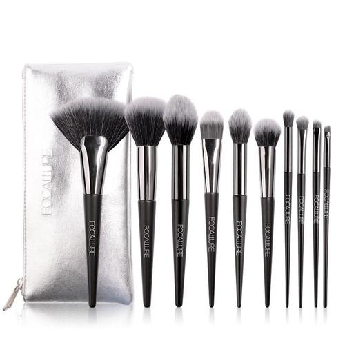 10 Pinceaux de Maquillage Professionnels + Étui