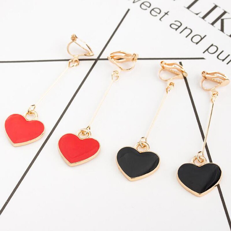 Boucles D'Oreilles Clip Drag Coração (4 Couleurs)