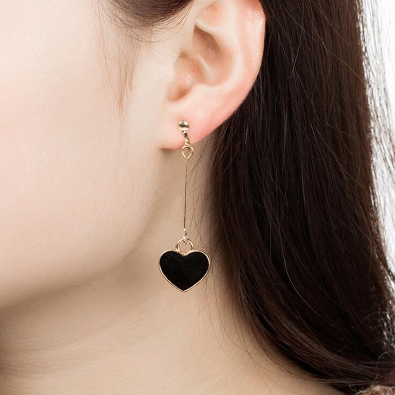 Boucles D'Oreilles Clip Drag Coração (4 Couleurs)