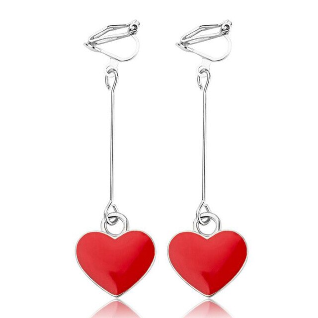 Boucles D'Oreilles Clip Drag Coração (4 Couleurs)