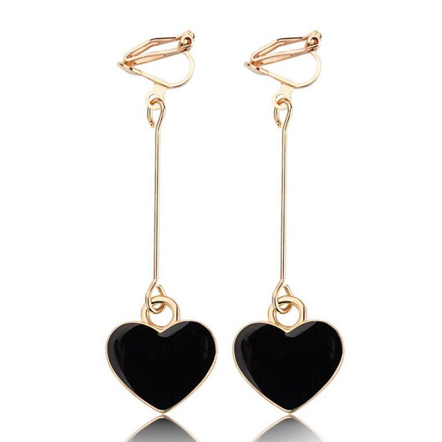 Boucles D'Oreilles Clip Drag Coração (4 Couleurs)