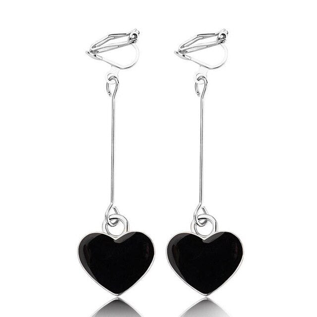 Boucles D'Oreilles Clip Drag Coração (4 Couleurs)