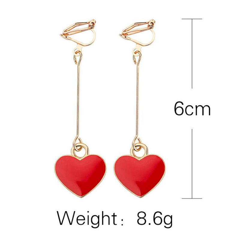 Boucles D'Oreilles Clip Drag Coração (4 Couleurs)