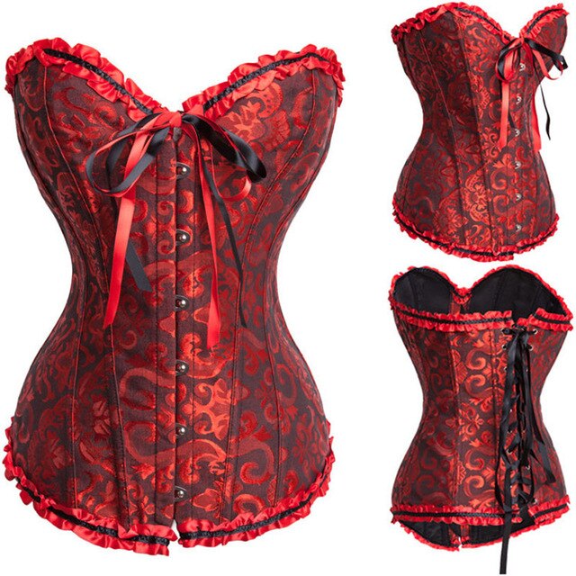 Corset Drag Fayette (Noir et rouge)