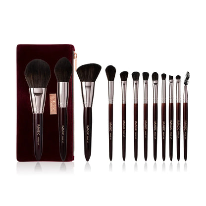 Ensemble de pinceaux de maquillage Queen Burgundy (12 pinceaux + étui)