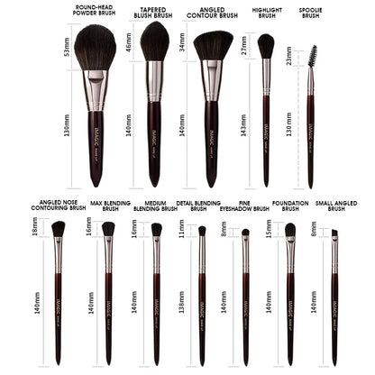 Ensemble de pinceaux de maquillage Queen Burgundy (12 pinceaux + étui)