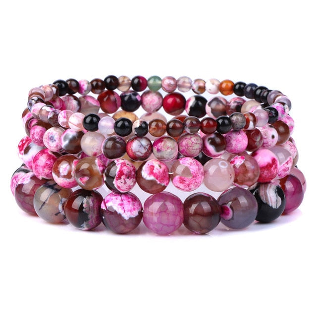 Bracelet Queen Agate de Feu (Fuschia)