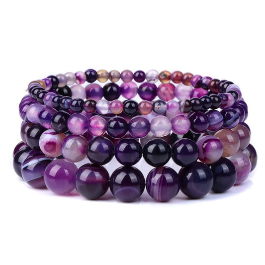 Bracelet Queen Agate rayée (Violet)