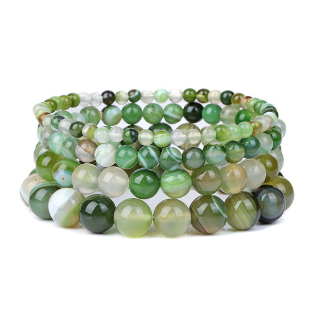 Bracelet Queen Agate rayée (Vert clair)