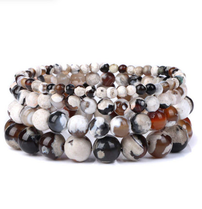 Bracelet Queen Agate de Feu (Marron)