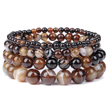 Bracelet Queen Agate rayée (Marron)