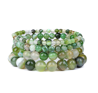 Bracelet Queen Agate rayée (Vert clair)