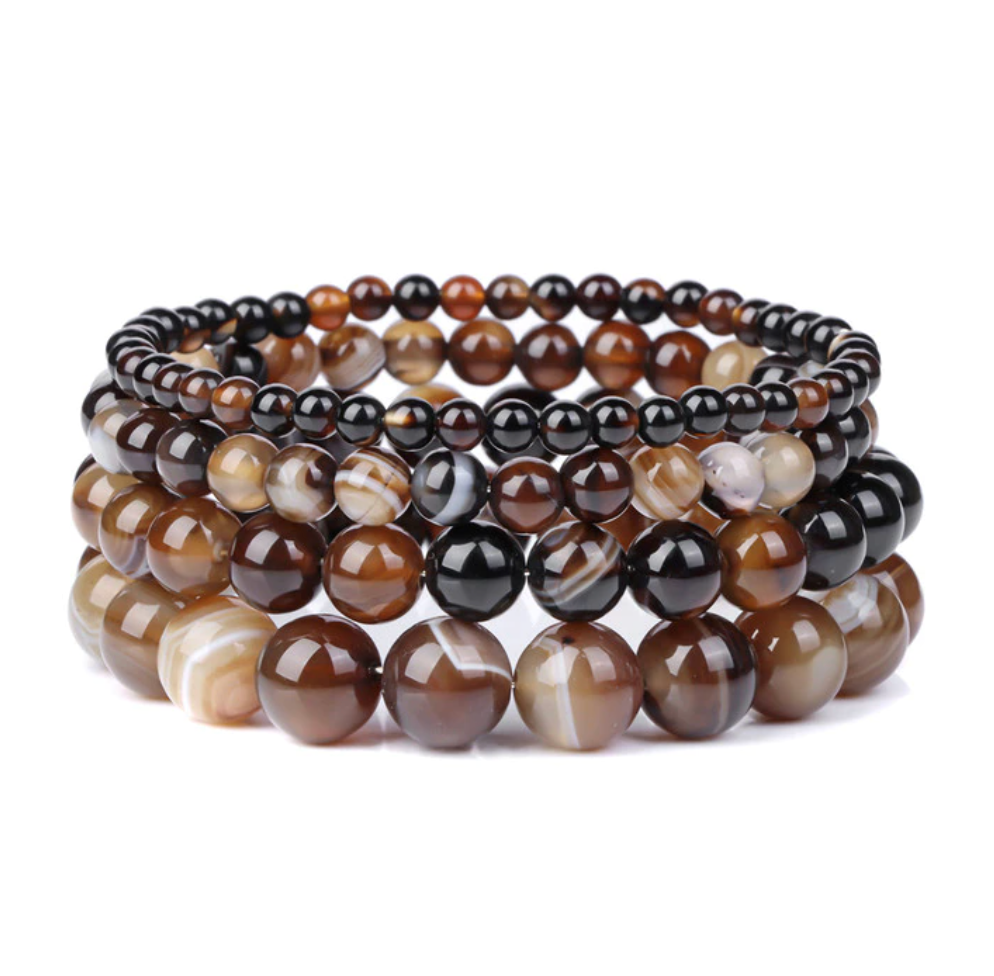 Bracelet Queen Agate rayée (Marron)