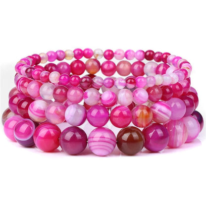 Bracelet Queen Agate rayée (Fuchsia)