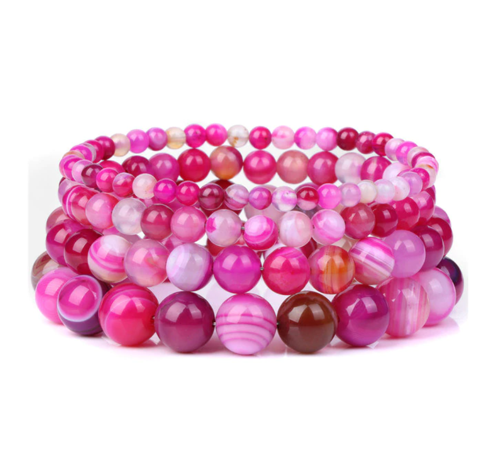 Bracelet Queen Agate rayée (Fuchsia)