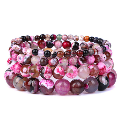 Bracelet Queen Agate de Feu (Fuschia)