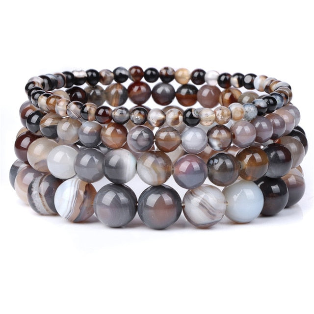 Bracelet Queen Agate rayée (Gris)