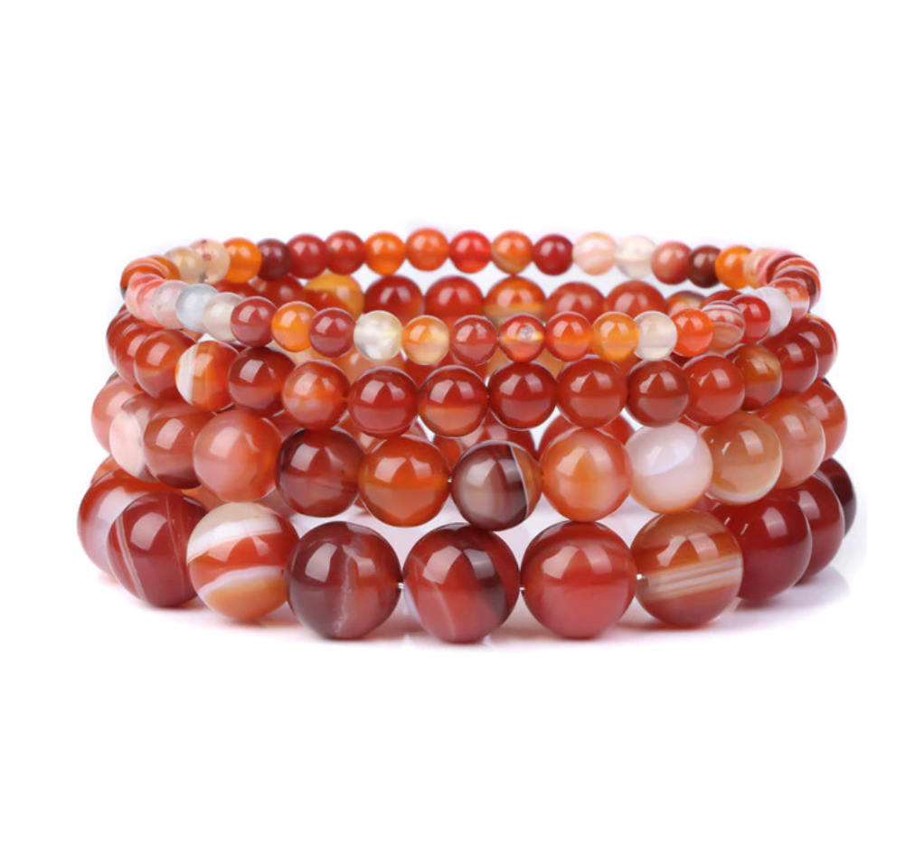 Bracelet Queen Agate rayée (Rouge)