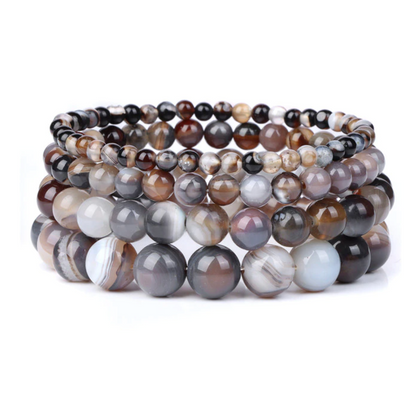 Bracelet Queen Agate rayée (Gris)