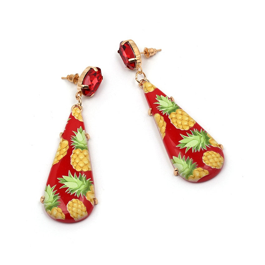 Boucles D'Oreilles Drag Ananas (4 Couleurs)