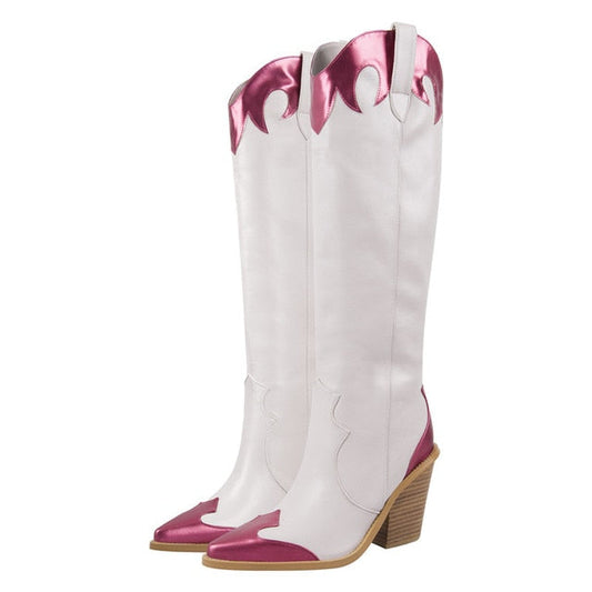 Bottes Queen Tavered (Blanc et fuchsia)