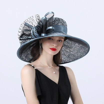 Chapeau Queen Santha (Gris et bleu)